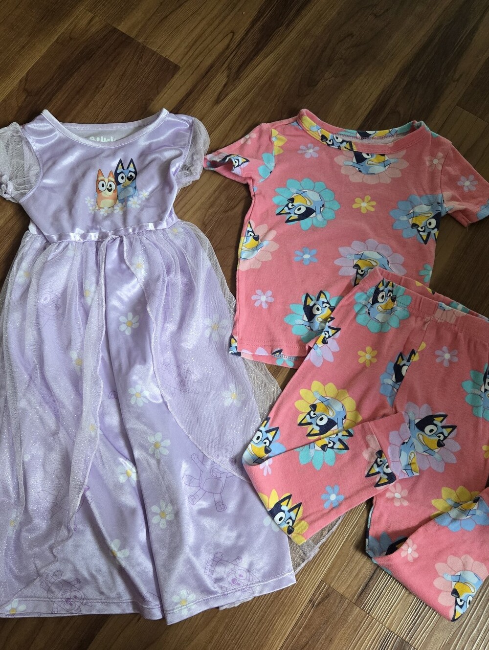 4T Bluey Pajama Set of Nightgown & Pajama short sleeve pants VGUC